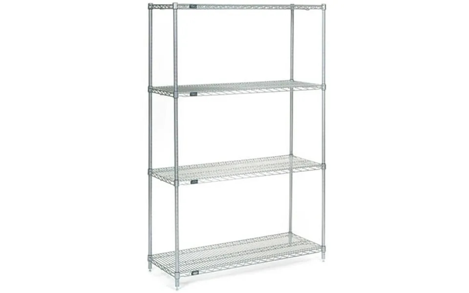 Nexel 4 Tier Wire Shelving Starter Unit Stainless Steel 42 W X 24 D X 86 H