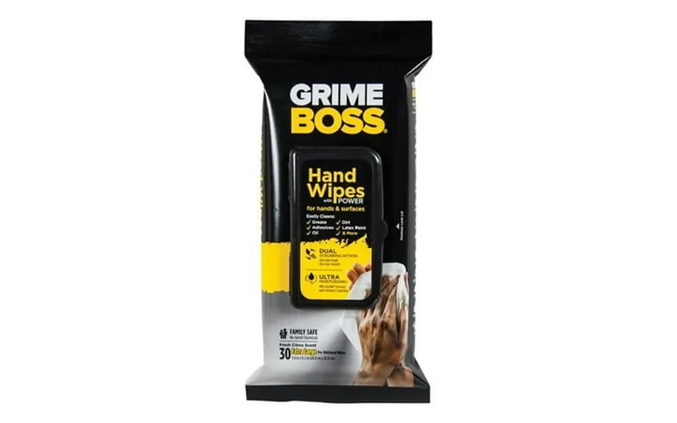 Nice Pak Products A541s30x Grime Boss Hand & Surface Wipes 30 Count- Pack Of 12