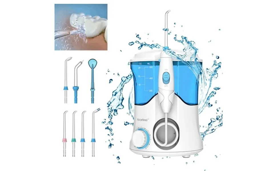 Nicefeel Electric Water Flosser Oral Irrigator Pick 600ml 10 Adjustable Pressure & 7 Jet Tips Pik