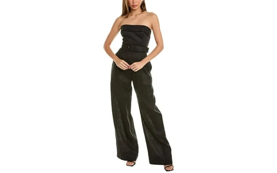 Nicholas Womens Chesa Banded Corset Linen Jumpsuit 0 Black