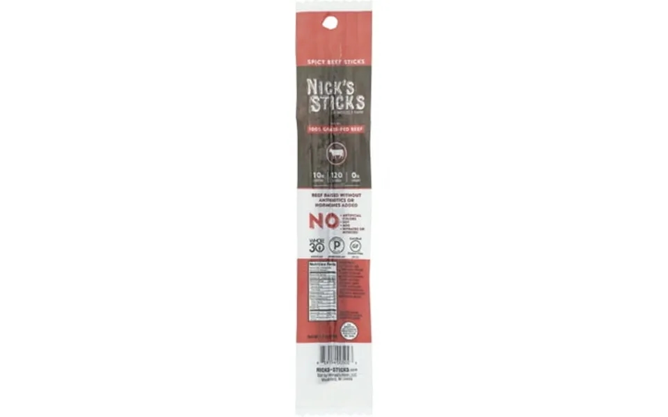 Nicks Sticks Snack Beef Sticks Spicy Grass Fed 1.7 Ounces Pack Of 25