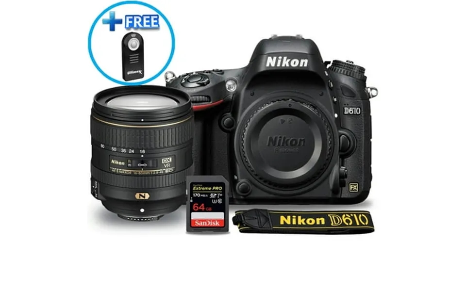 Nikon D610 Camera With 16-80mm F 2.8-4e Ed Vr Lens Sandisk 64gb Extreme Pro Bundle