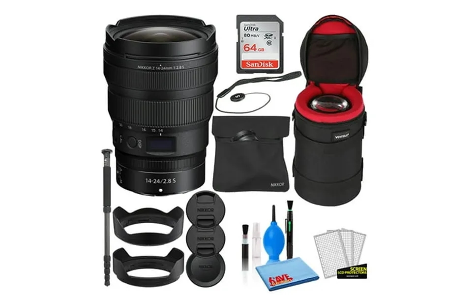 Nikon Nikkor Z 14-24mm F 2.8 S Zoom Lens 20097 Bundle With 64gb Ultra Sdhc Memory Card Padded Lens Case 70-inch Pro Mono