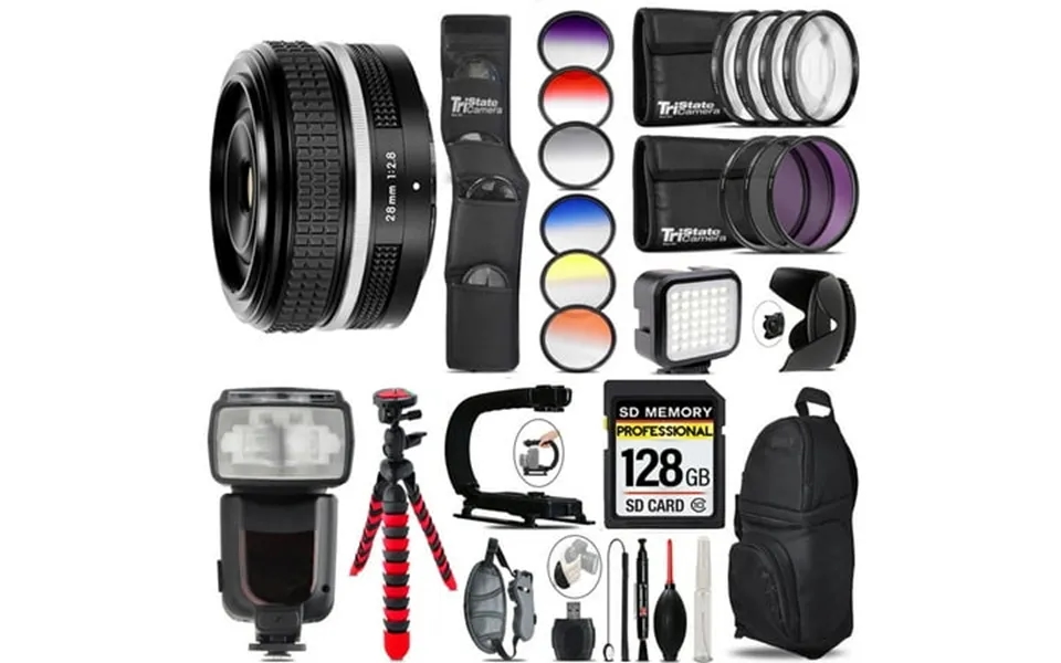 Nikon Nikkor Z 28mm F 2.8 Se Lens Pro Flash Led Light - 128gb Accessory Bundle International Version