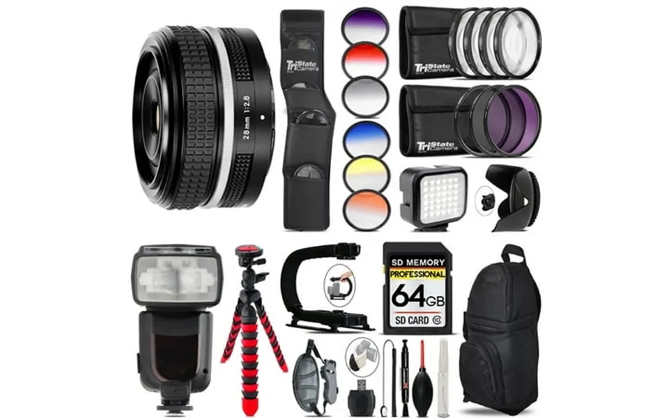 Nikon Nikkor Z 28mm F 2.8 Se Lens Pro Flash Led Light - 64gb Accessory Bundle International Version