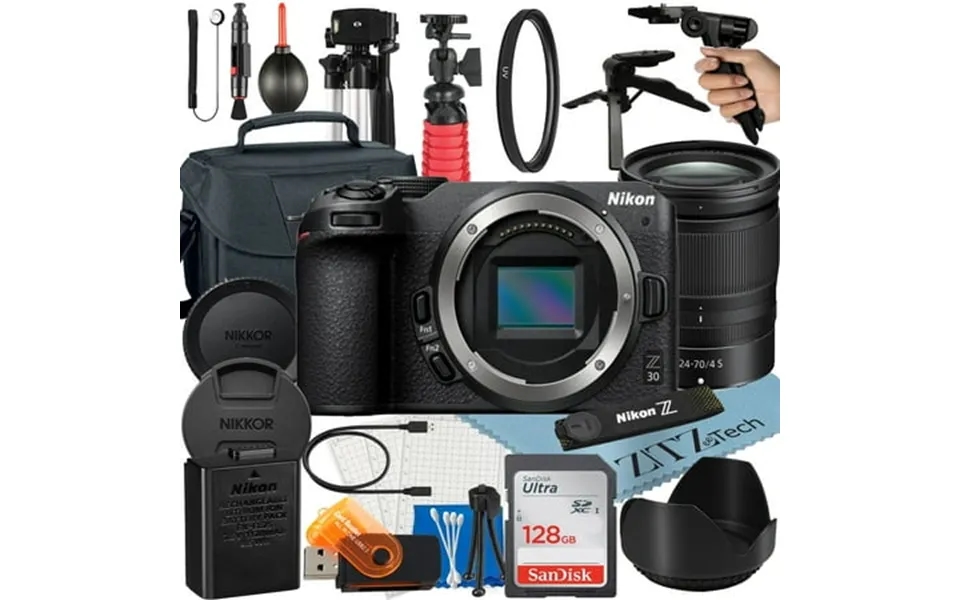Nikon Z30 Mirrorless Camera Bundle With Nikkor Z 24-70mm F 4 S Lens 128gb Sandisk Card Case Tripod Zeetech Accessory