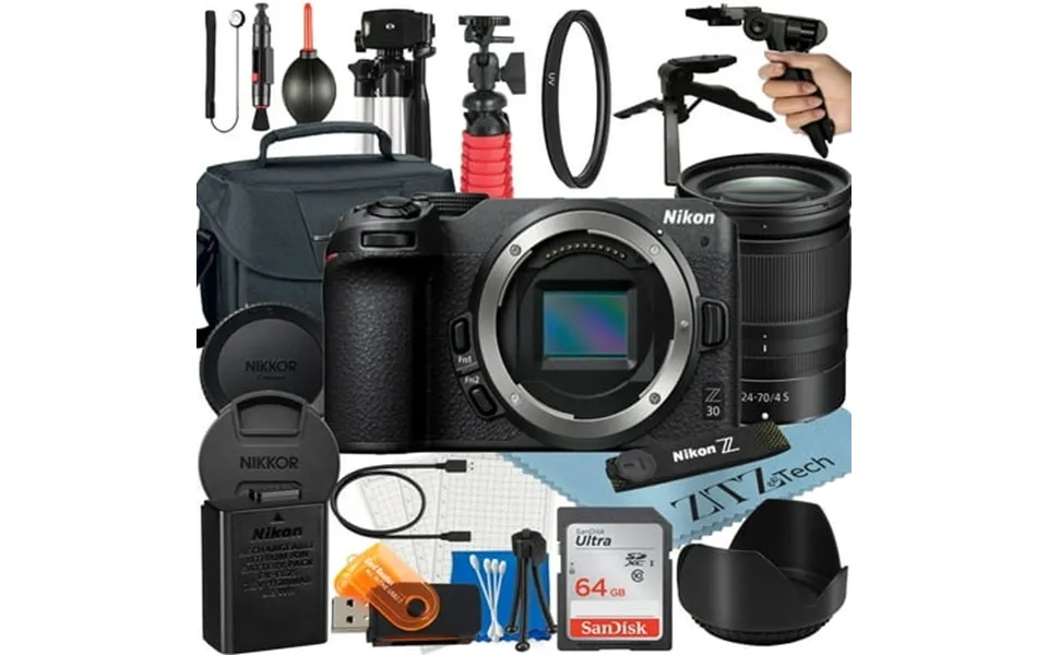 Nikon Z30 Mirrorless Camera Bundle With Nikkor Z 24-70mm F 4 S Lens 64gb Sandisk Card Case Tripod Zeetech Accessory