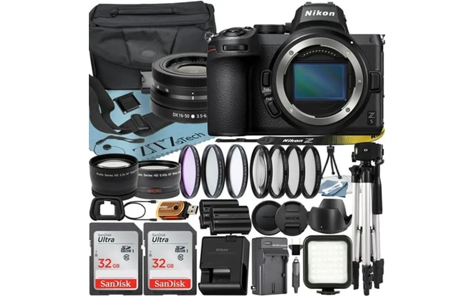 Nikon Z5 Mirrorless Camera With Nikkor Z Dx 16-50mm Vr Zoom Lens Sandisk 32gb Card Case Telephoto Tripod Zeetech Accesso