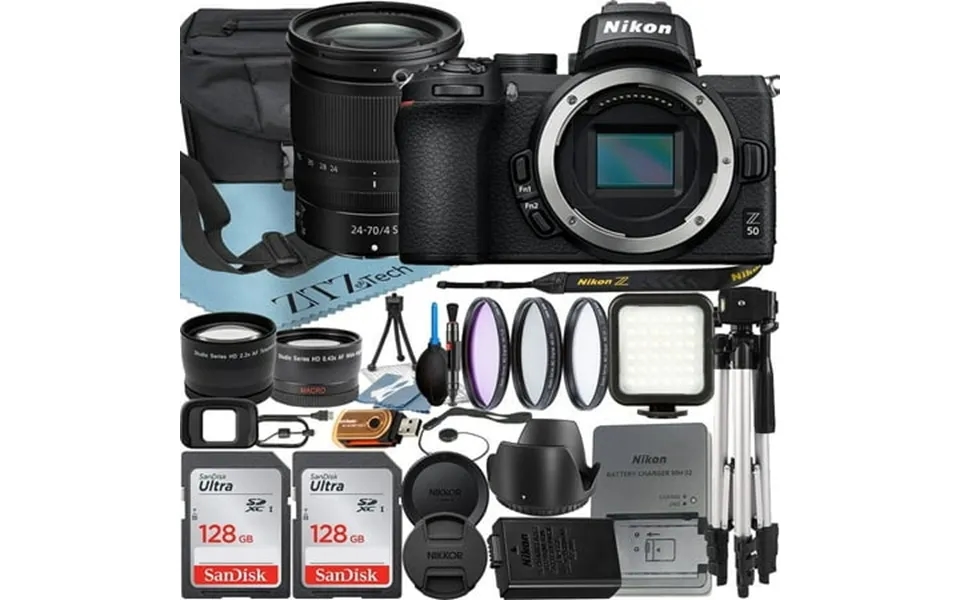 Nikon Z50 Mirrorless Camera With Nikkor Z 24-70mm F 4 S Lens Sandisk 128gb Card Case Wideangle Tripod Zeetech Accessory