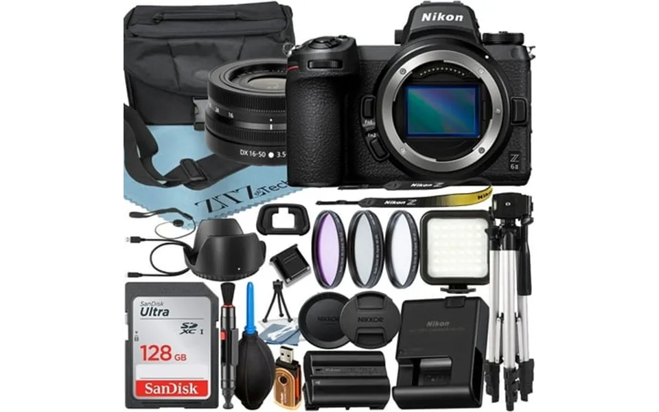 Nikon Z6 Ii Mirrorless Camera With Nikkor Z Dx 16-50mm Vr Zoom Lens Sandisk 128gb Card Case Tripod Zeetech Accessory Bun