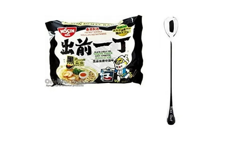 Ninechef Bundle - Nissin Demae Ramen Noodle With Soup Base Black Garlic Oil Tonkotsu Pork Flavor 24 Pack 1 Ninechef Chop
