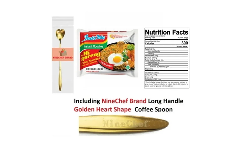 Ninechef Set - Indomie Mi Goreng Instant Stir Fry Noodles Halal Certified Original Flavor Pack 30 Plus Ninechef Brand Go