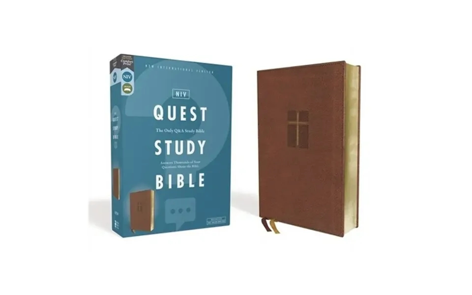 Niv Quest Study Bible Leathersoft Brown Comfort Print The Only Q And A Study Bible Hardcover