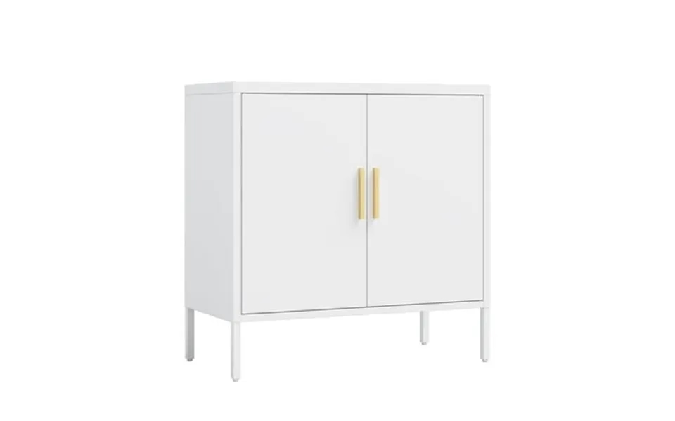 Nmkwnr 2 Doors Metal Storage Cabinet With 2 Adjustable Shelves Steel Lockable File Cabinet For Home Office School White