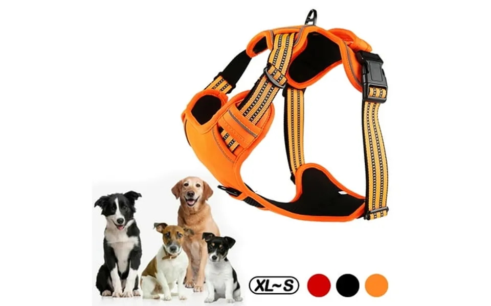 No Pull Dog Harness Front Clip Heavy Duty Reflective Easy Control Handle For Large Dog Walking Orange Xl