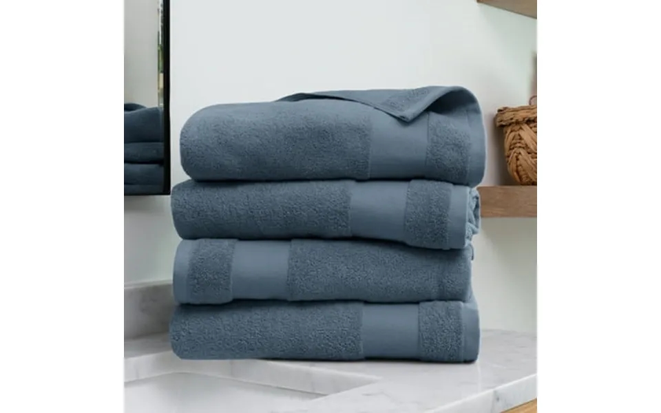Noble Linens 4 Piece Farmhouse Cotton Bath Towel Set Light Blue