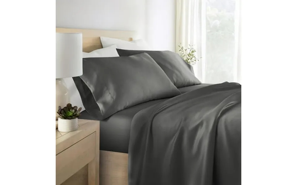 Noble Linens Rayon From Bamboo 4 Piece Luxury Bed Sheet Set Gray King