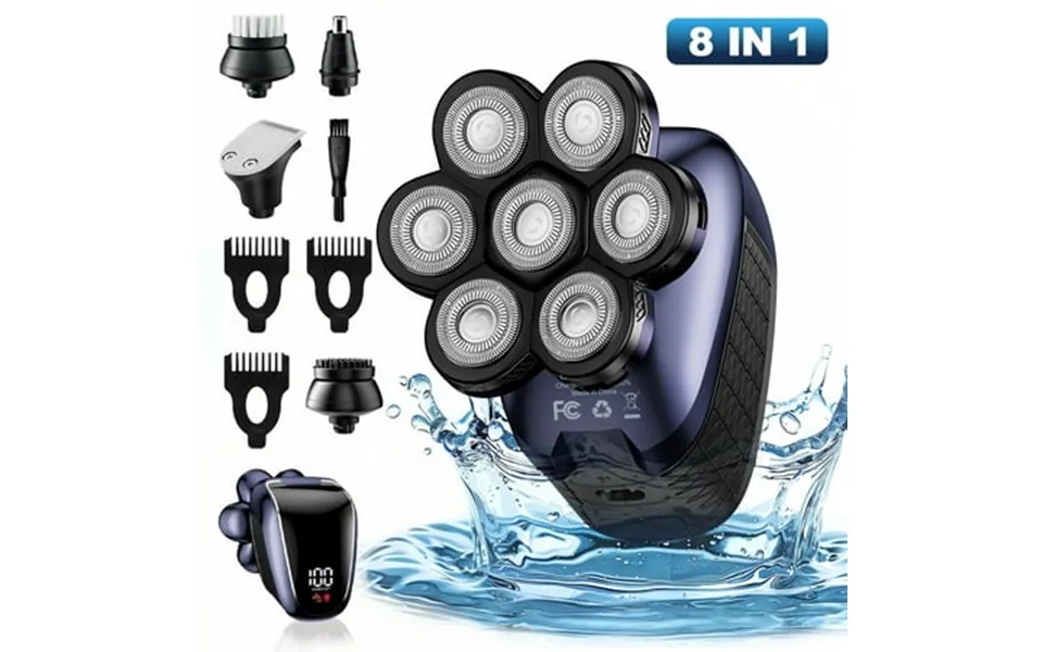 Nogroa Head Shaver Set 7d Electric Hair Razor For Bald Men 8-in-1 Ipx6 Waterproof Cordless Rechargeable Wet Dry Clipper
