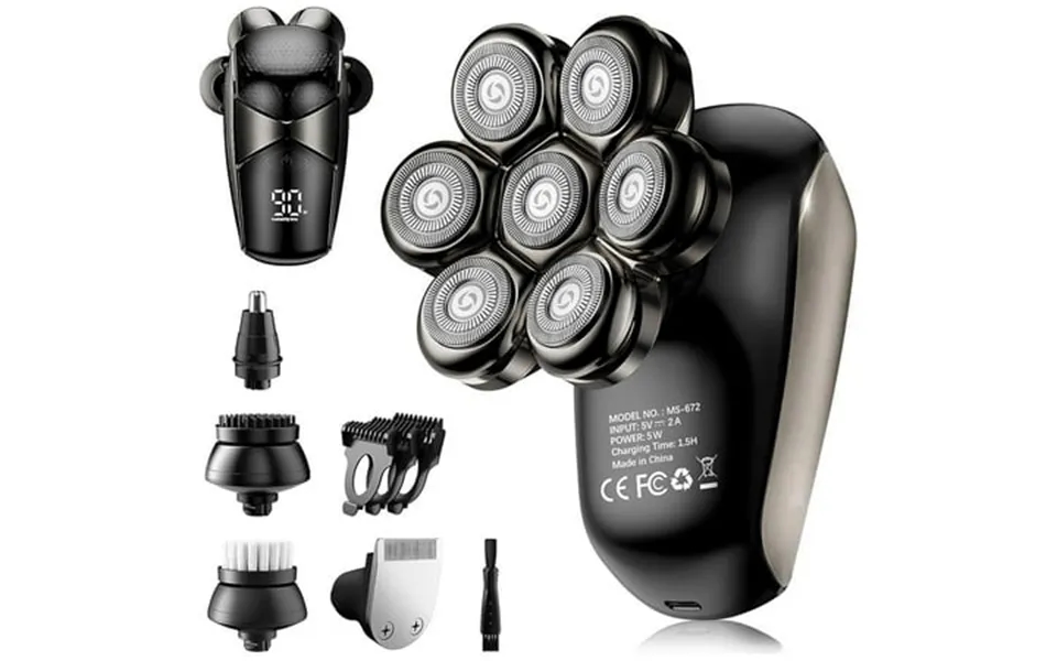 Nogroa Head Shavers For Bald Men Magnetic Electric Razor 7d Rotary Shaver 5 In 1 Grooming Kit Ipx7 Waterproof Wet Dry Le