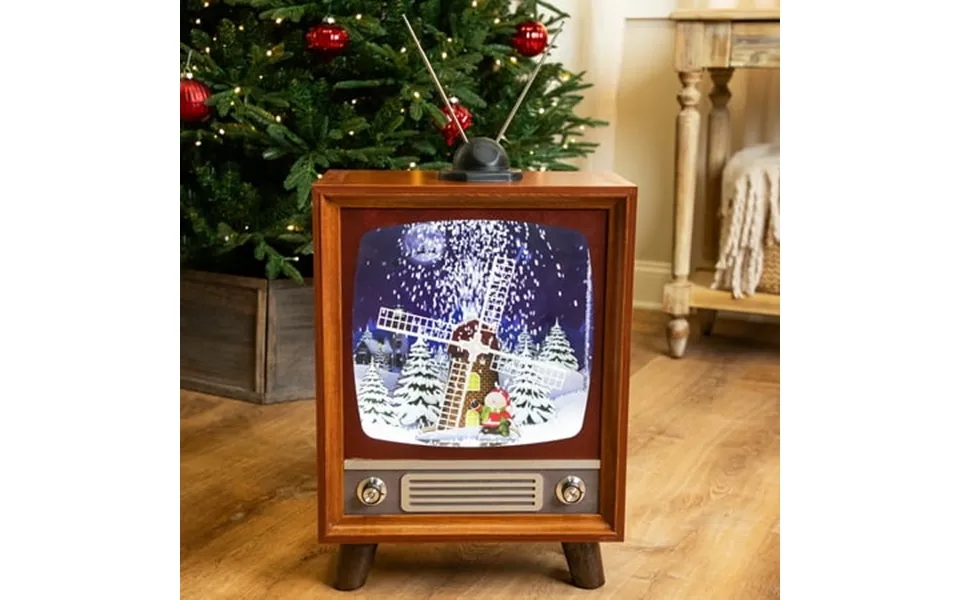Northlight Led Lighted Musical Snowing Windmill Tv Set Decoration - 21