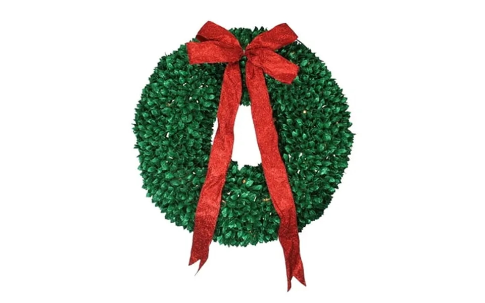 Northlight Pre-lit Glittered Leaves Artificial Christmas Wreath - 28-inch Clear Lights