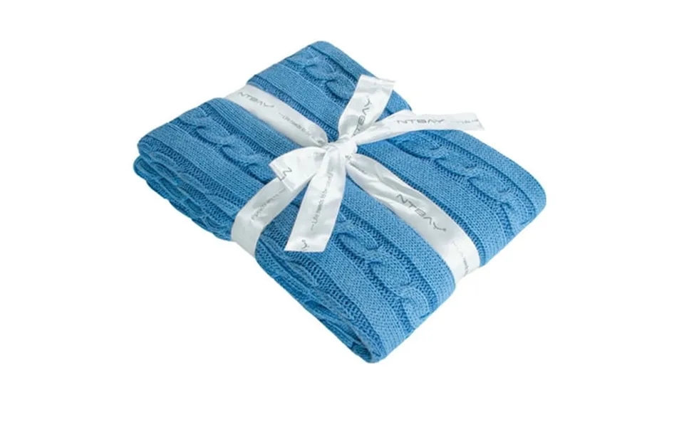 Ntbay 100% Cotton Cable Knit Toddler Blanket Soft Warm Unisex Baby Blanket For Crib 30 X40 Azure Blue