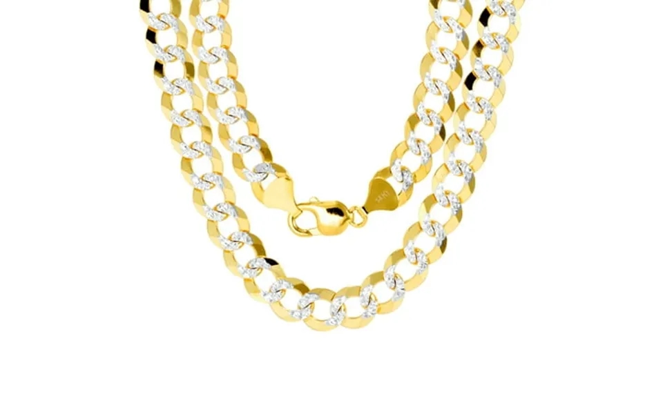 Nuragold 14k Yellow Gold Solid 11.5mm Cuban Chain Curb Link Diamond Cut Pave Two Tone Necklace Mens Jewelry 22 - 30
