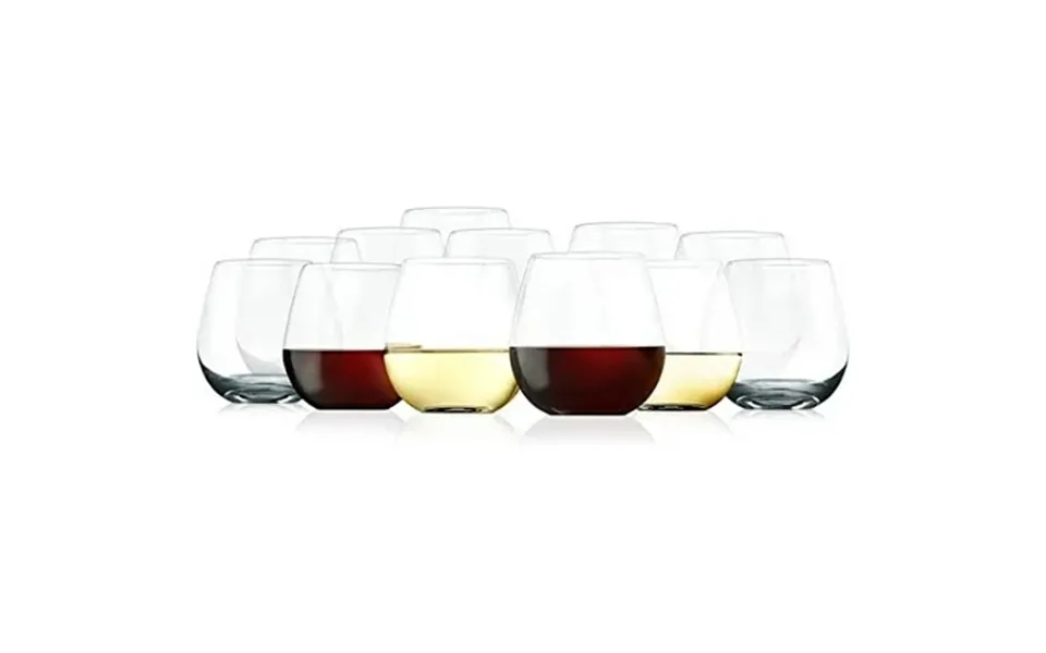 Nutrichef 15oz Stemless Wine Glasses Set Of 12 Ultra-thin Elegant Wine Crystal Glass Drinkware