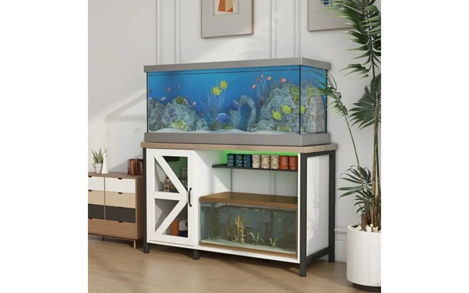 Oc Orange-casual 55-75 Gallon Fish Tank Stand With Cabinets And Shelves Aquarium Tank With Power Outlets Heavy Duty Stee