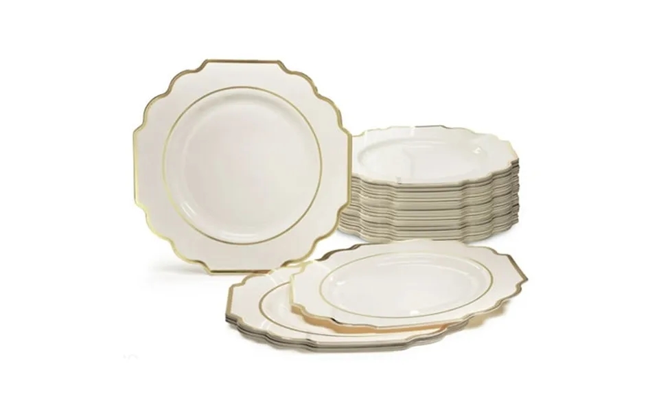 Occasions 60 Plates Pack Heavyweight Disposable Wedding Party Plastic Plates 8 Appetizer Dessert Plate Imperial Ivory &
