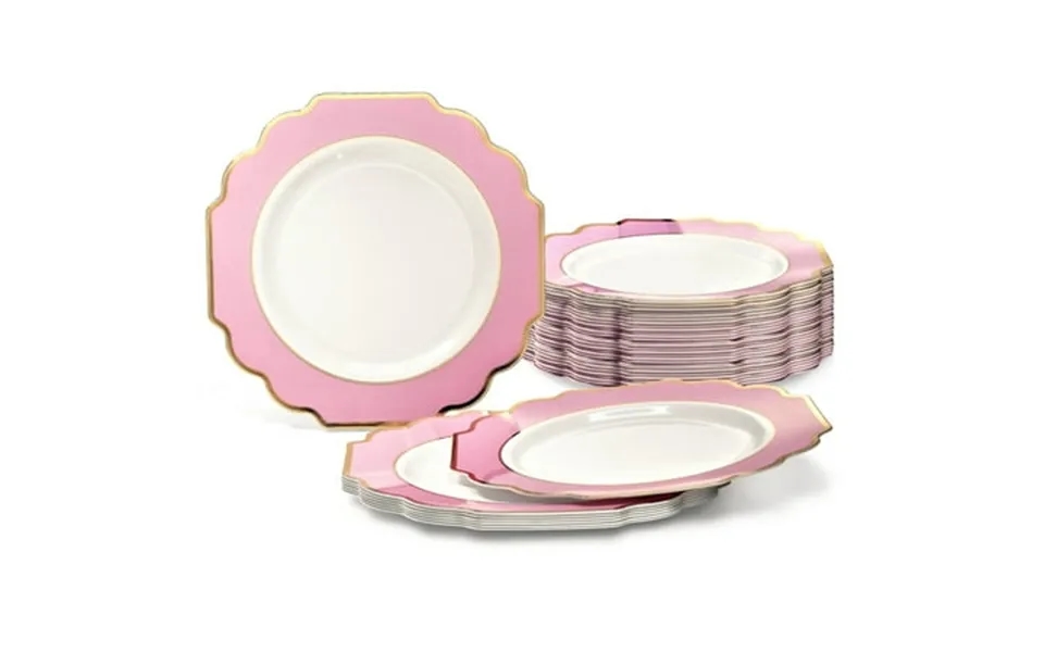 Occasions 60 Plates Pack Heavyweight Disposable Wedding Party Plastic Plates 8 Dinner Plate Imperial White Light Pink &