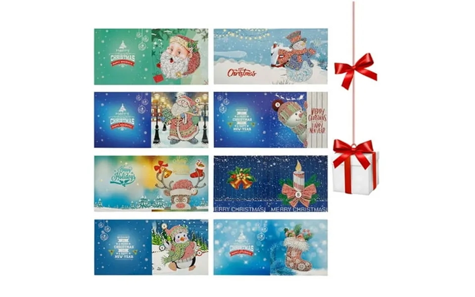 Odomy Diy Christmas Greeting Card Diamond Painting Creative Manual 3d Diamond Painting Full Drill Cartoon Santa Claus Po