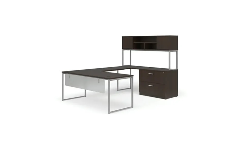 Ofm Fulcrum Series Office Furniture Set 72 U-shaped Desk With Bridge Credenza Lateral Filing Cabinet 72 Hutch Modesty Pa