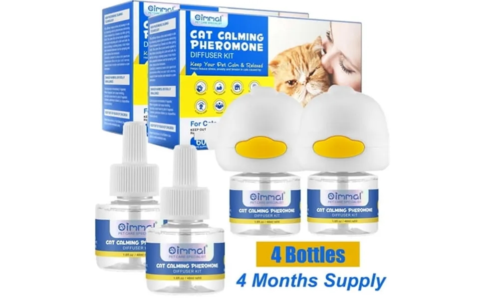 Oimmal Cat Calming Diffuser Kit With 4 Refills Plug-in Pheromone Calming Diffuser For Cats And Kitten Ensures Your Cats
