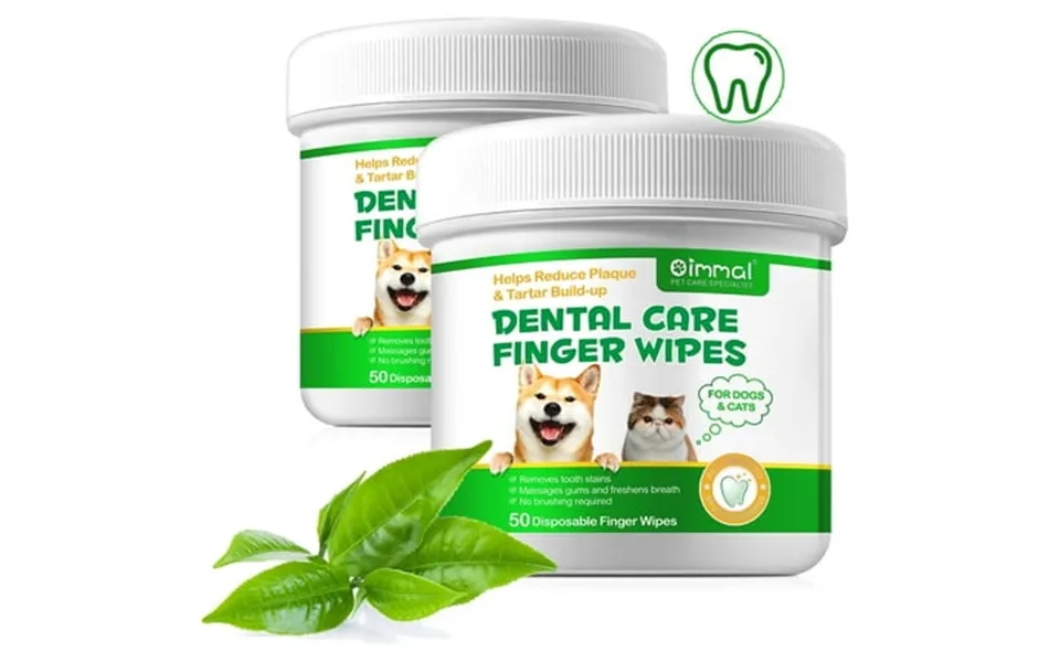 Oimmal Dental Care Finger Wipes 100 Counts Teeth Cleaning Finger Wipes For Dogs & Cats Reduces Plaque & Freshens Breath
