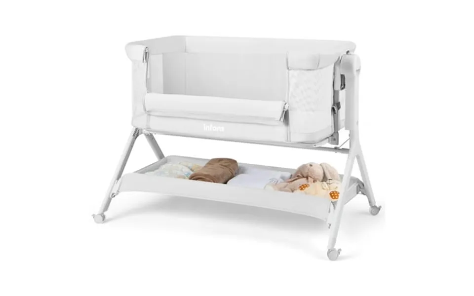 Olakids 5 In 1 Baby Bassinet Upgraded Flat Rocking Bedside Sleeper With Wheels Storage Basket Travel Bag Mosquito Net He