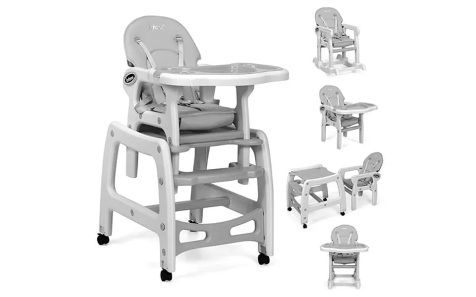 Olakids 5 In 1 Baby High Chair Convertible Toddler Table Chair Set Rocking Chair Multi-function Seat With Lockable Unive