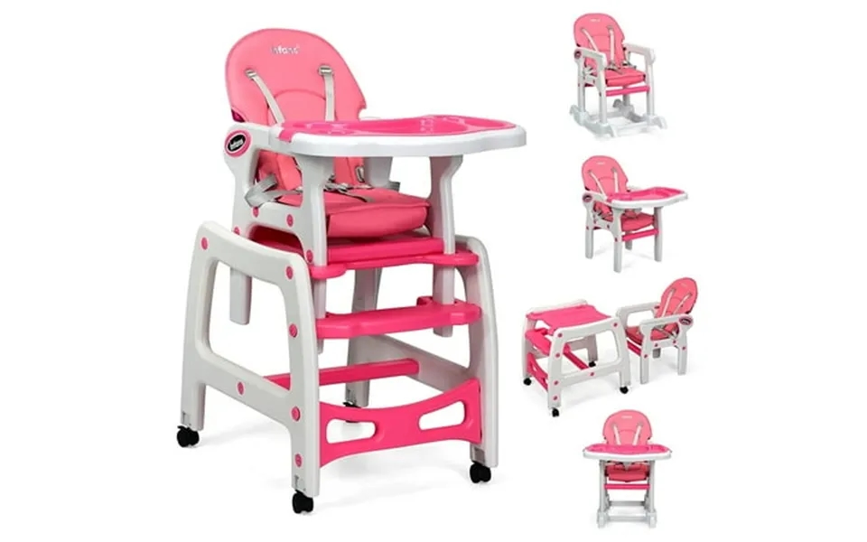 Olakids 5 In 1 Baby High Chair Convertible Toddler Table With Rocking Chair Adjustable Back Removable Tray Sponge