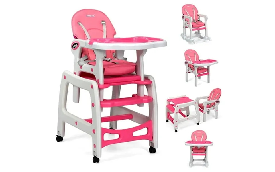 Olakids 5 In 1 Baby High Chair Convertible Toddler Table With Rocking Chair Adjustable Back Removable Tray Sponge