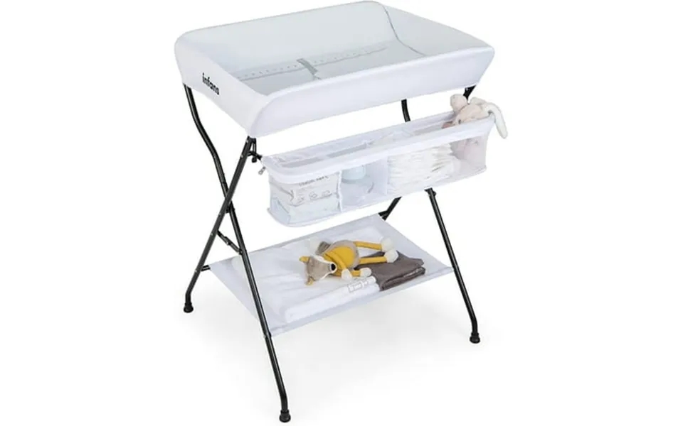 Olakids Baby Changing Table Folding Diaper Station Portable Nursery Organizer With Safety Belt And Large Storage Racks F