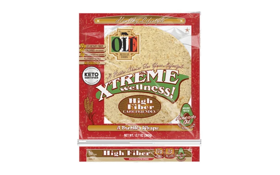 Olé Xtreme Wellness High Fiber 8 Size Flour Tortillas Carb Friendly Keto Certified 12