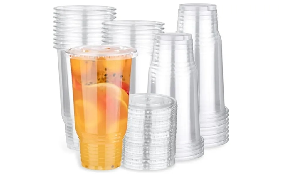 Olurrisa 50 Pack 12 Oz Clear Plastic Cups With Strawless Sip Lids Plastic Party Cups For Iced Coffee Smoothies Soda Part