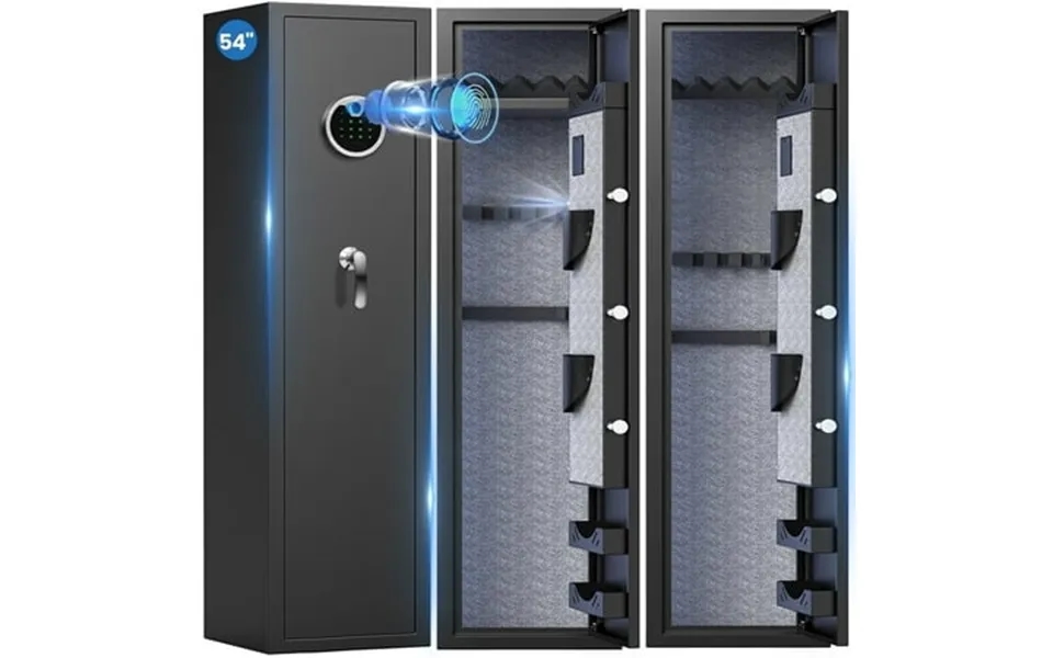 Omethey 4-5 Fireproof Gun Safes Quick Access Fingerprint Gun Safe Gun Cabinet With Backlit Keypad & Mute Mode Long Gun S