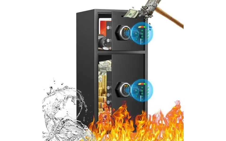 Omethey 6.0 Cub Large Safe Box Drop Safe With Fireproof Waterproof Bag & Drop Slot Double Door Safe Home Money Safe With