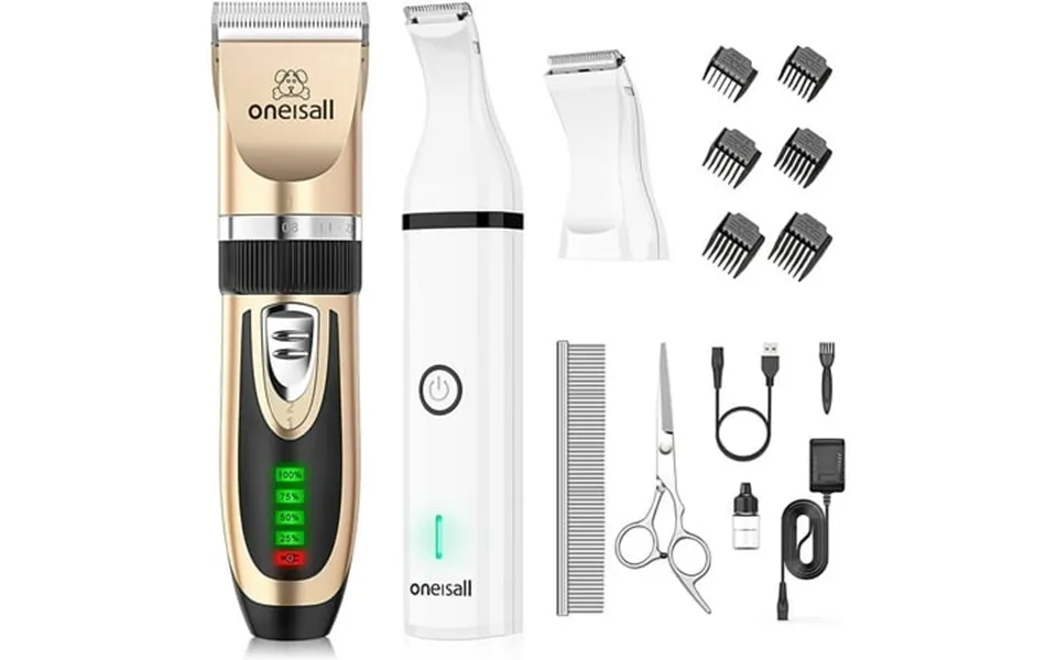 Oneisall Dog Clippers And Dog Paw Trimmer Kit 2 In 1 Low Noise Cordless Dog Clippers For Grooming Pet Hair Trimmers For