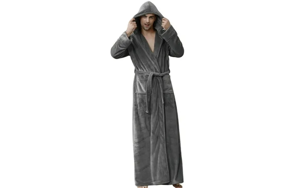 Orchip Men Women S Plush Fleece Robe With Hood Winter Warm Full Length Bathrobe Shower Pajamas For Couple