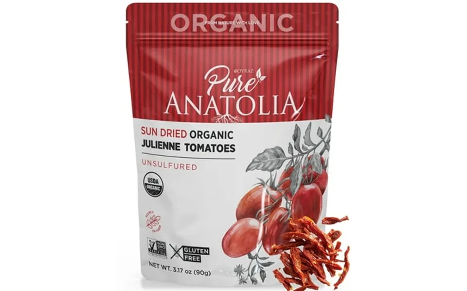 Organic Sun Dried Tomatoes Julienne Cut By Pure Anatolia - Usda Certified No Sugar Added No Preservatives Kosher & Halal