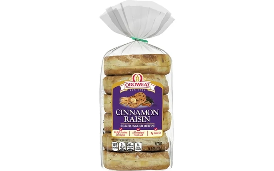 Oroweat 1pack Cinnamon Raisin English Muffins 6 Count Soft Pre-sliced English Muffins