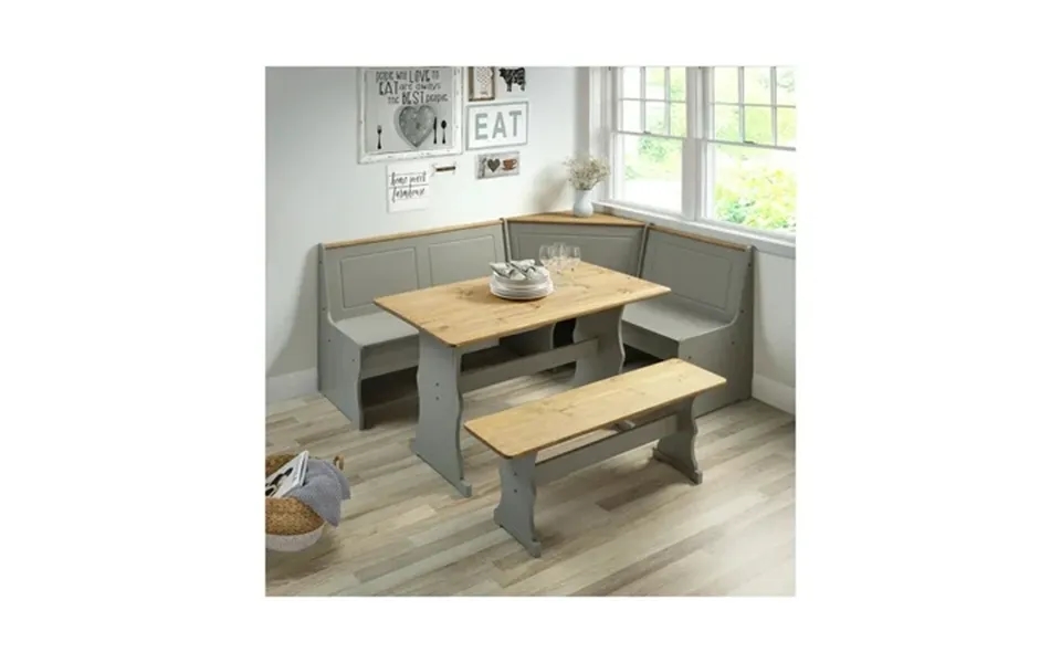 Os Home And Office Furniture Solid Pine Corner Dining Booth In Gray