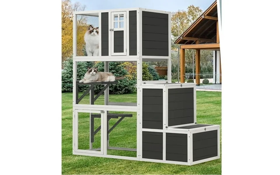 Outdoor Catio Enclosure For Cats Clearance 3-tier Wooden Catio Enclosure For 3 Cats Winter Cat Cage For Indoor With Rest